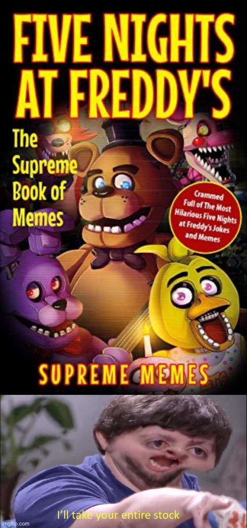 I wonder if this is a actual book | image tagged in i'll take your entire stock,fnaf,memes | made w/ Imgflip meme maker