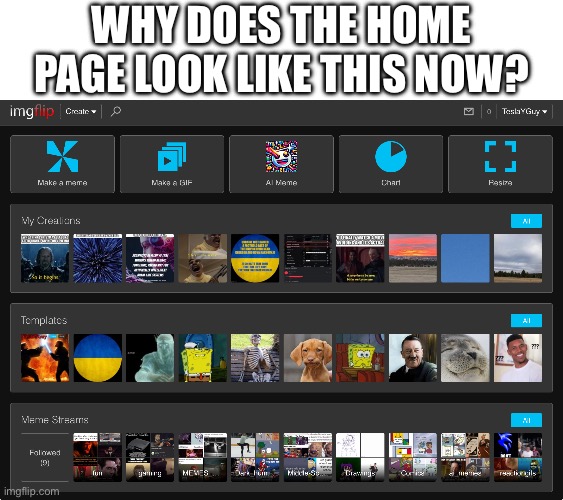 I like it! | WHY DOES THE HOME PAGE LOOK LIKE THIS NOW? | made w/ Imgflip meme maker