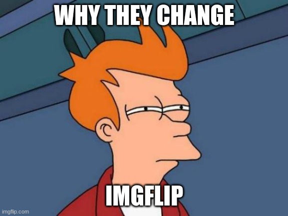 somethings wrong | WHY THEY CHANGE; IMGFLIP | image tagged in memes,futurama fry | made w/ Imgflip meme maker
