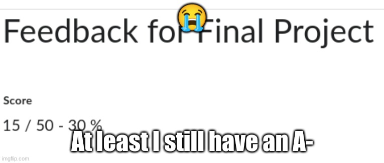 😭; At least I still have an A- | made w/ Imgflip meme maker