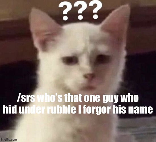 ? | /srs who’s that one guy who hid under rubble I forgor his name | made w/ Imgflip meme maker