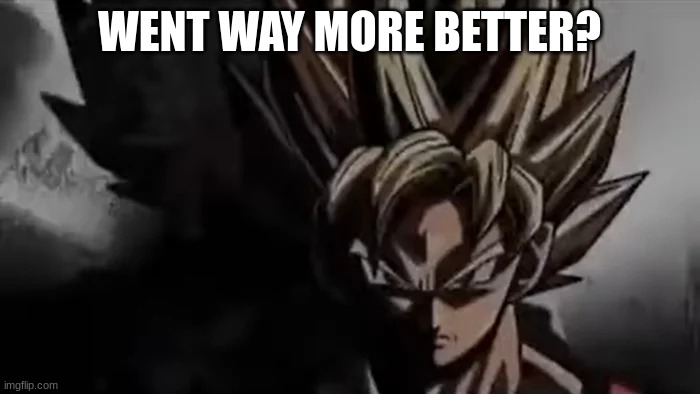Goku Staring | WENT WAY MORE BETTER? | image tagged in goku staring | made w/ Imgflip meme maker