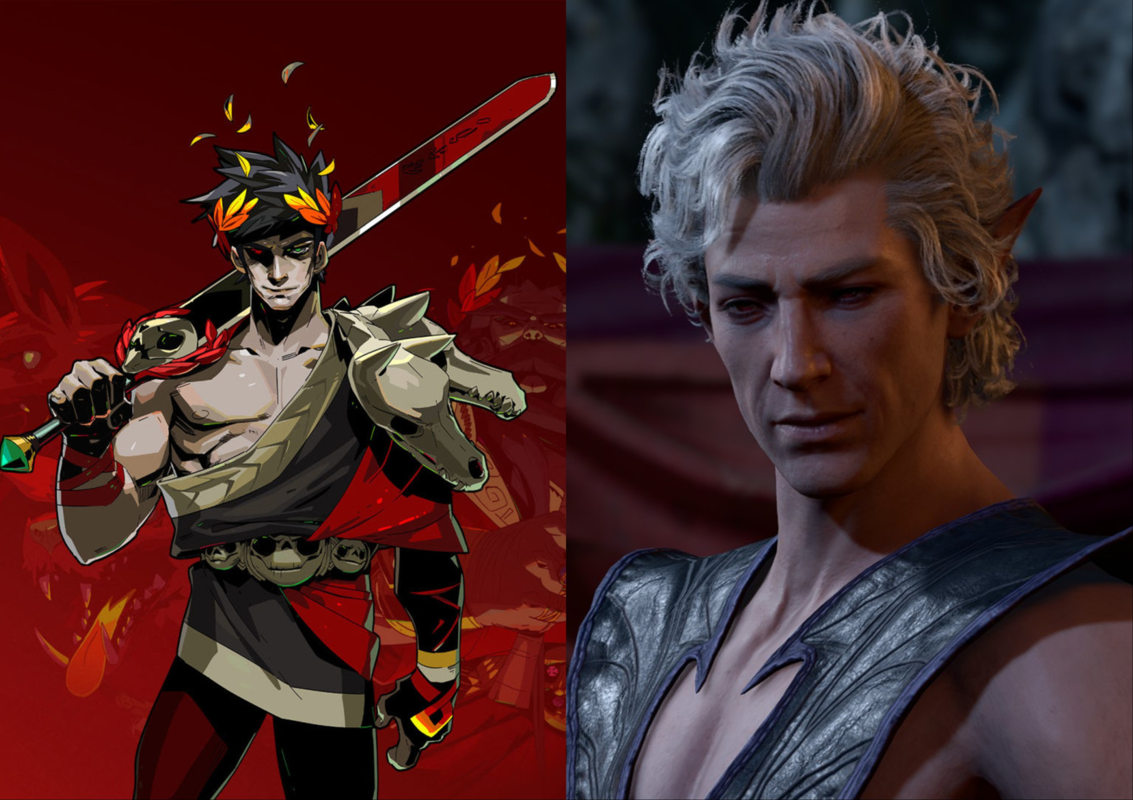 High Quality Zagreus from Hades and Astarion from BG3 Blank Meme Template