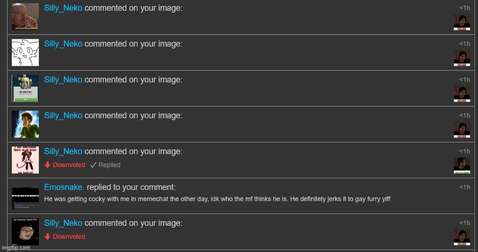 can any mods please help me with this mf, this is all he is spamming towards me | made w/ Imgflip meme maker