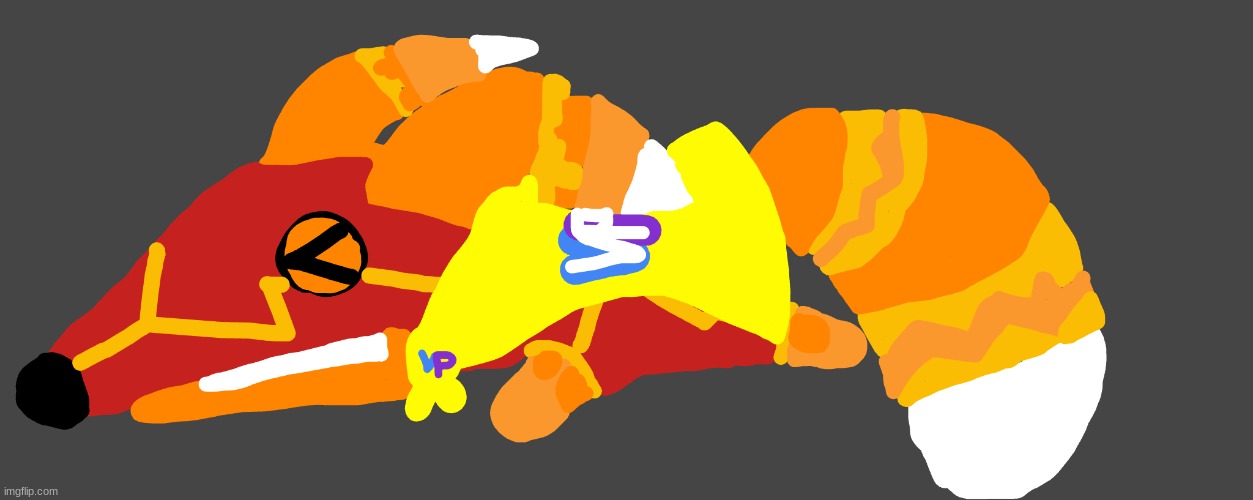 ehhh new art rate out of 10 I guess | image tagged in super pretztail lying down | made w/ Imgflip meme maker