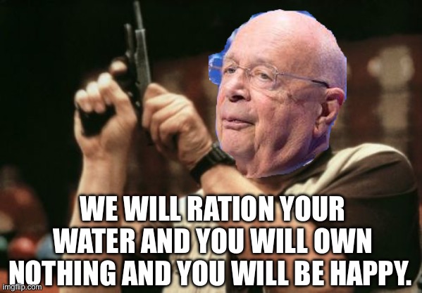 Water | WE WILL RATION YOUR WATER AND YOU WILL OWN NOTHING AND YOU WILL BE HAPPY. | image tagged in memes,am i the only one around here,water,political meme | made w/ Imgflip meme maker