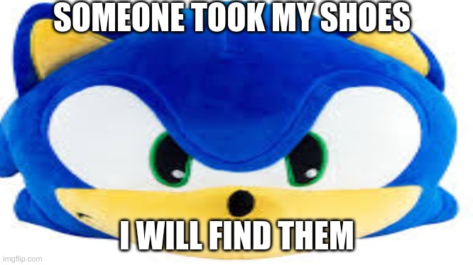 Someone took Sonic's shoes | SOMEONE TOOK MY SHOES; I WILL FIND THEM | image tagged in sonic the hedgehog | made w/ Imgflip meme maker