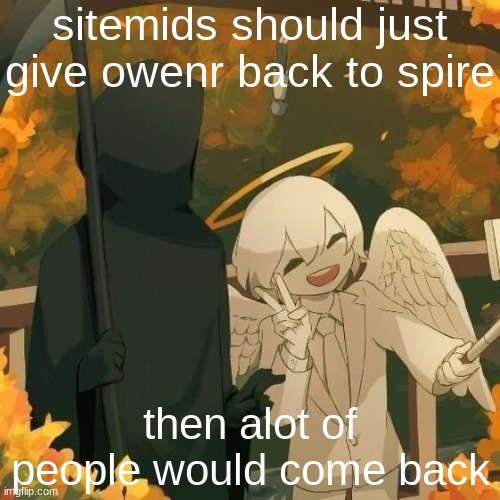 Avogado6 | sitemids should just give owenr back to spire; then alot of people would come back | image tagged in avogado6 | made w/ Imgflip meme maker