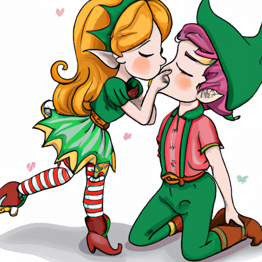 High Quality cute girl elf kissing a boy elf Blank Meme Template