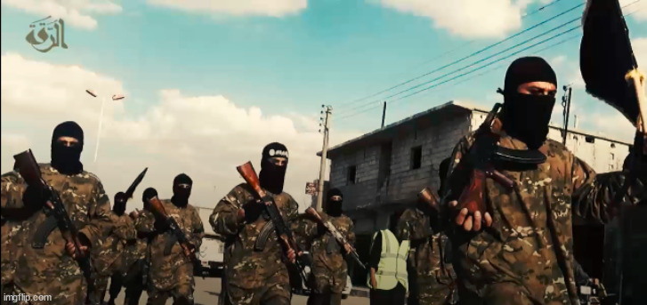 ISIS men marching | image tagged in isis men marching | made w/ Imgflip meme maker