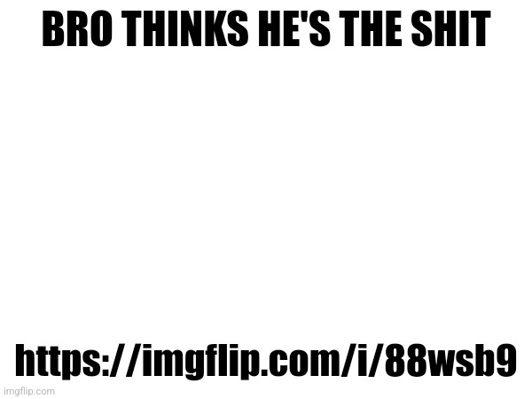 BRO THINKS HE'S THE SHIT; https://imgflip.com/i/88wsb9 | made w/ Imgflip meme maker