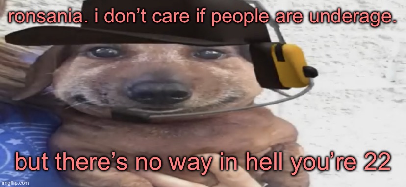 chucklenuts | ronsania. i don’t care if people are underage. but there’s no way in hell you’re 22 | image tagged in chucklenuts | made w/ Imgflip meme maker