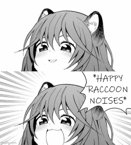 Happy Raccoon Noises | image tagged in happy raccoon noises | made w/ Imgflip meme maker