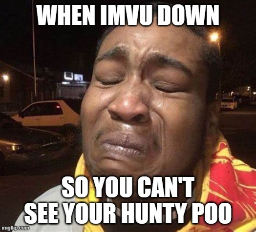 WHEN IMVU DOWN; SO YOU CAN'T SEE YOUR HUNTY POO | made w/ Imgflip meme maker