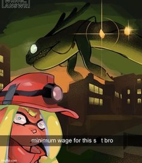 honestly salmon run is the best gamemode, if only you could play it solo and offline | image tagged in minimum wage | made w/ Imgflip meme maker