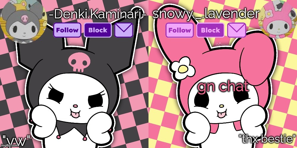 ill see yall in the morning gn everyone! <3 | gn chat | image tagged in lavender denki temp | made w/ Imgflip meme maker