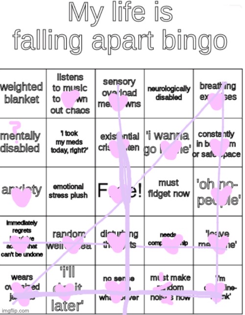 cute | image tagged in my life is falling apart bingo | made w/ Imgflip meme maker
