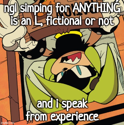 surge and a candy bar | ngl simping for ANYTHING is an L, fictional or not; and i speak from experience | image tagged in surge and a candy bar | made w/ Imgflip meme maker