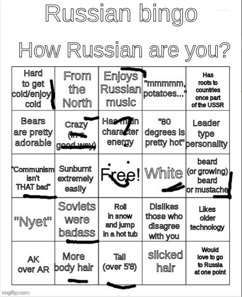 Russia | image tagged in russian bingo,memes,funny,bingo | made w/ Imgflip meme maker