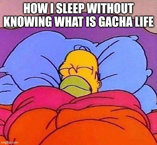 it is definitely cringe | HOW I SLEEP WITHOUT KNOWING WHAT IS GACHA LIFE | image tagged in homer simpson sleeping peacefully,gacha life | made w/ Imgflip meme maker