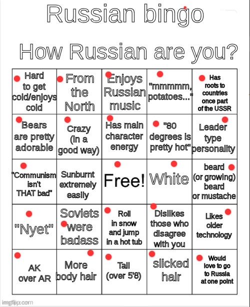 ig I'm Russian | image tagged in russian bingo | made w/ Imgflip meme maker