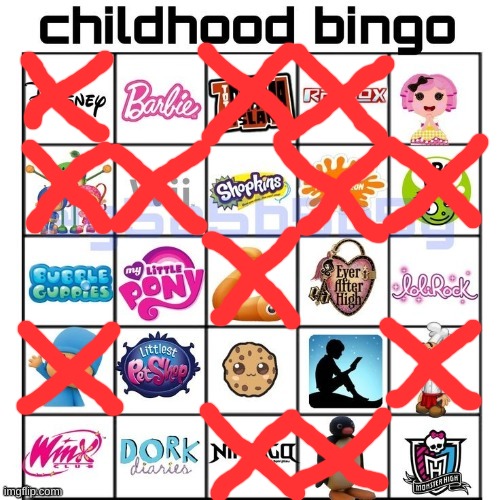 I remember all of these that I marked! | image tagged in childhood bingo | made w/ Imgflip meme maker