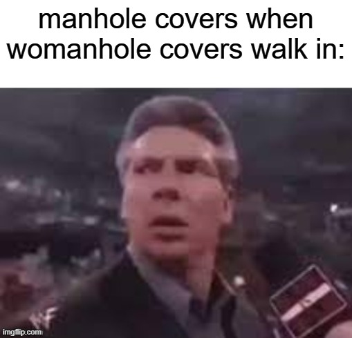 x when x walks in | manhole covers when womanhole covers walk in: | image tagged in x when x walks in | made w/ Imgflip meme maker