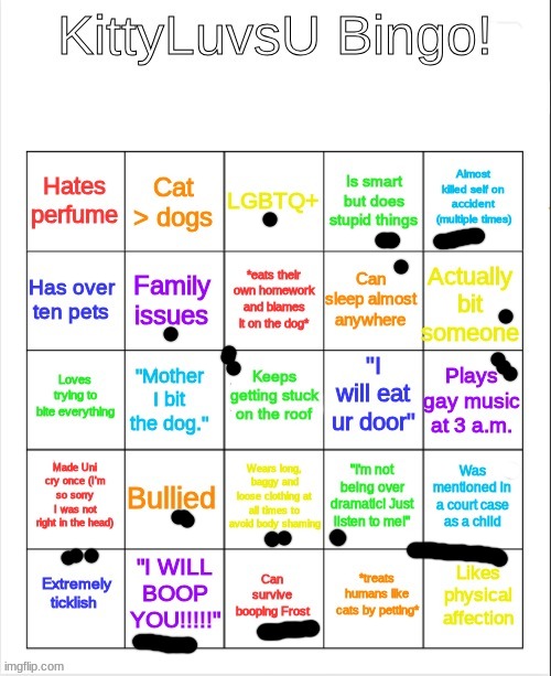KITTYLUVSU BINGO | image tagged in kittyluvsu bingo | made w/ Imgflip meme maker