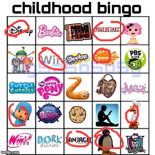 . | image tagged in childhood bingo | made w/ Imgflip meme maker