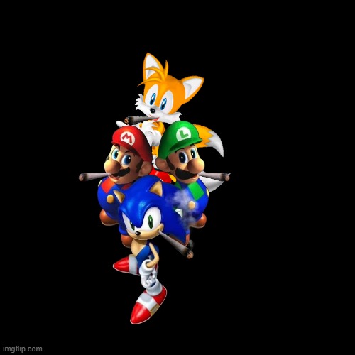 smoking with the boys | image tagged in mario,sonic,luigi,tails | made w/ Imgflip meme maker