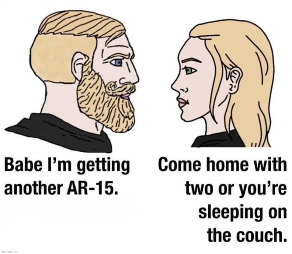 Babe, I'm getting another AR-15 | image tagged in giga chad,gigachad,ar 15,2nd amendment,second amendment,guns n roses | made w/ Imgflip meme maker