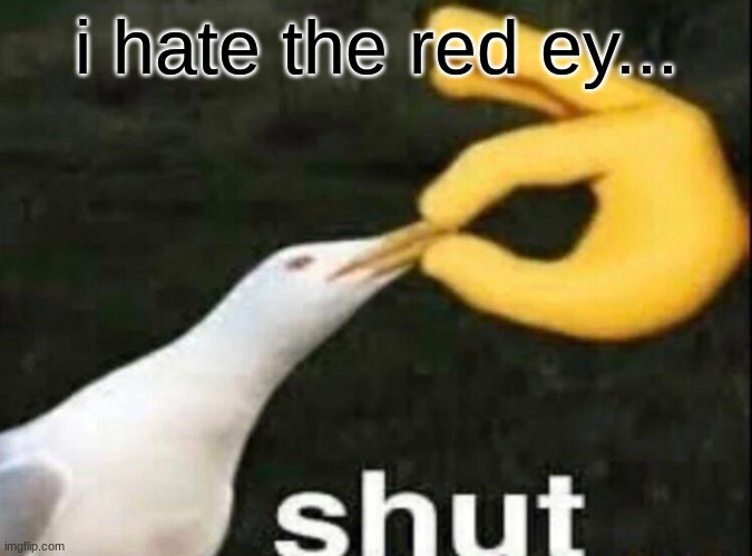SHUT | i hate the red ey... | image tagged in shut | made w/ Imgflip meme maker