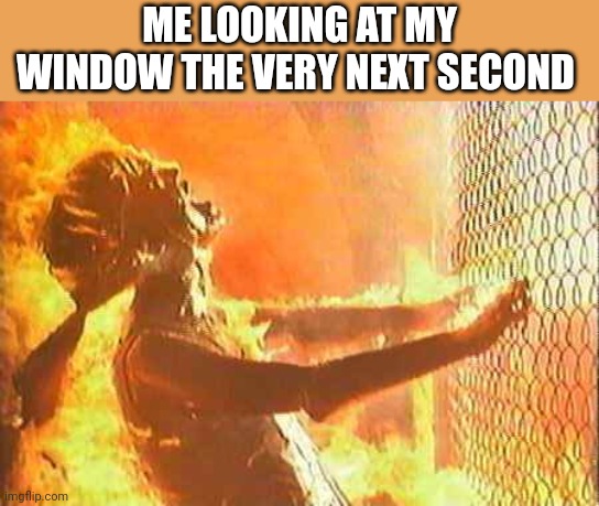 Terminator nuke | ME LOOKING AT MY WINDOW THE VERY NEXT SECOND | image tagged in terminator nuke | made w/ Imgflip meme maker