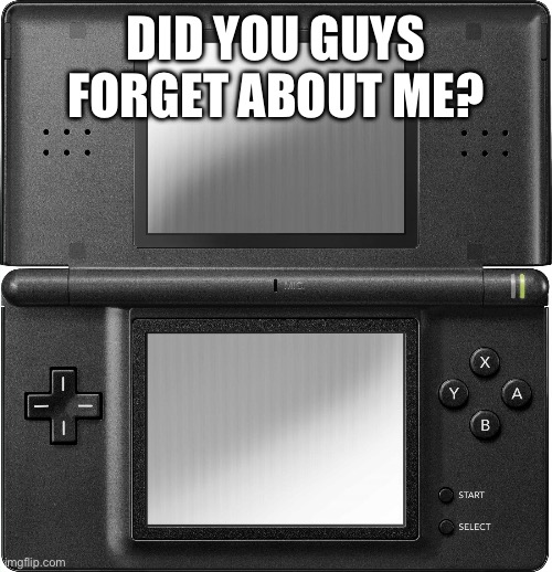 Nintendo DS | DID YOU GUYS FORGET ABOUT ME? | image tagged in nintendo ds | made w/ Imgflip meme maker