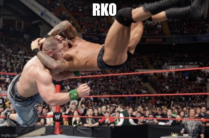 Randy Orton rko | RKO | image tagged in randy orton rko | made w/ Imgflip meme maker