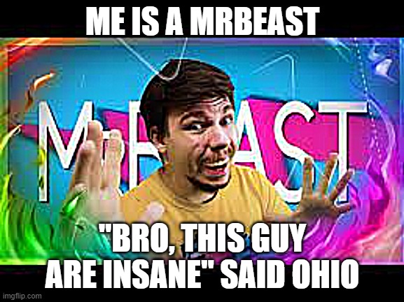 Phonk music | ME IS A MRBEAST; "BRO, THIS GUY ARE INSANE" SAID OHIO | image tagged in funny memes | made w/ Imgflip meme maker