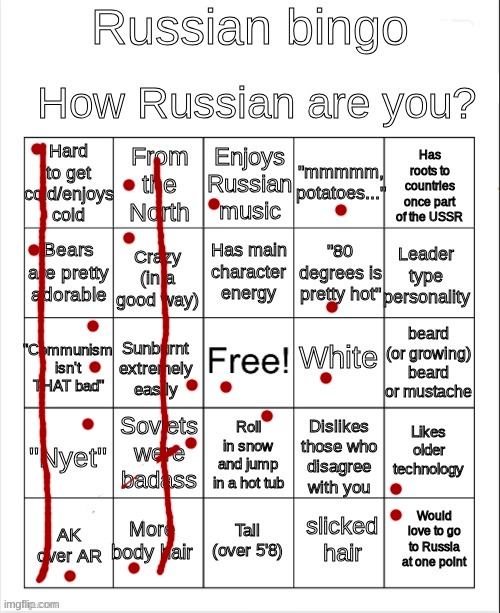 a | image tagged in russian bingo | made w/ Imgflip meme maker