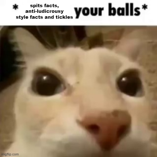 X your balls | spits facts, anti-ludicrousy style facts and tickles | image tagged in x your balls | made w/ Imgflip meme maker
