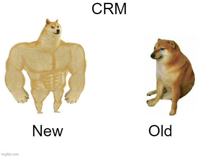 Buff Doge vs. Cheems | CRM; New; Old | image tagged in memes,buff doge vs cheems | made w/ Imgflip meme maker