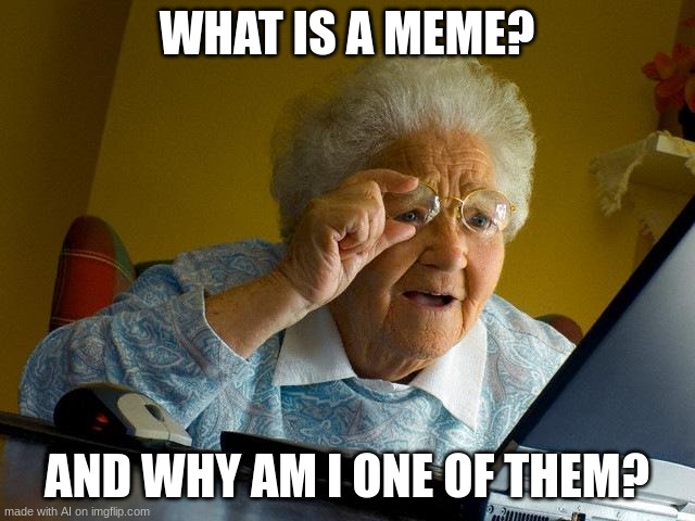 IT KNOWS | WHAT IS A MEME? AND WHY AM I ONE OF THEM? | image tagged in memes,grandma finds the internet | made w/ Imgflip meme maker