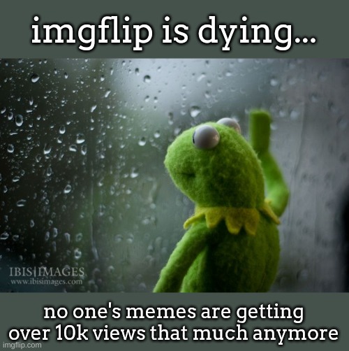 fix the homepage | imgflip is dying... no one's memes are getting over 10k views that much anymore | image tagged in kermit window | made w/ Imgflip meme maker