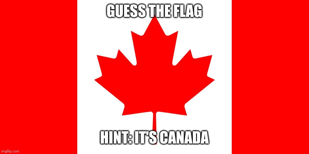 canada flag | GUESS THE FLAG; HINT: IT'S CANADA | image tagged in canada flag | made w/ Imgflip meme maker