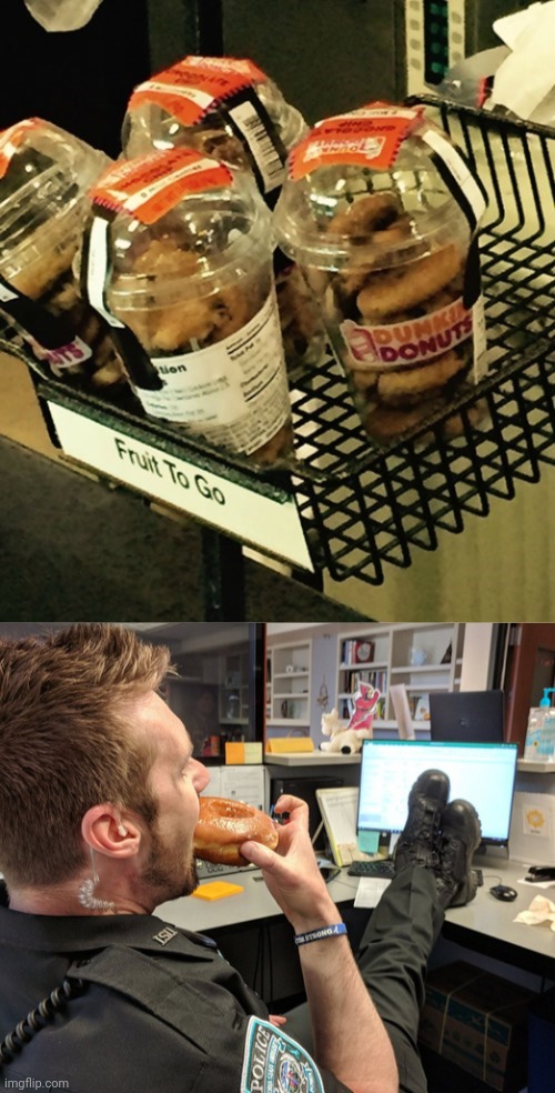 Donuts | image tagged in cop eating donut with feet on desk,fruit,dunkin donuts,donuts,memes,donut | made w/ Imgflip meme maker