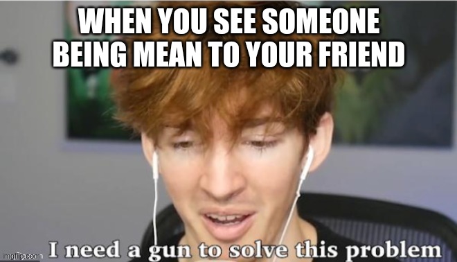 some one is being mean to your homie | WHEN YOU SEE SOMEONE BEING MEAN TO YOUR FRIEND | image tagged in flamingo needs a gun | made w/ Imgflip meme maker