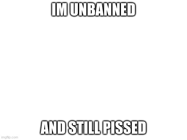 IM UNBANNED; AND STILL PISSED | made w/ Imgflip meme maker