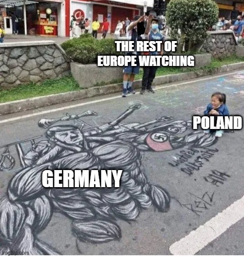 1939 | THE REST OF EUROPE WATCHING; POLAND; GERMANY | image tagged in wwii | made w/ Imgflip meme maker