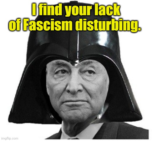 Darth Schumer | I find your lack of Fascism disturbing. | image tagged in darth schumer | made w/ Imgflip meme maker