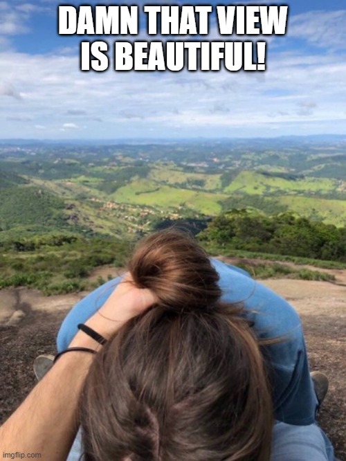 What a View | DAMN THAT VIEW IS BEAUTIFUL! | image tagged in sex jokes | made w/ Imgflip meme maker