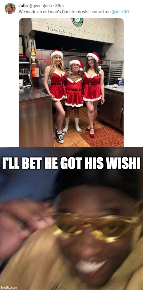 Got His Wish | I'LL BET HE GOT HIS WISH! | image tagged in black guy crying and black guy laughing | made w/ Imgflip meme maker