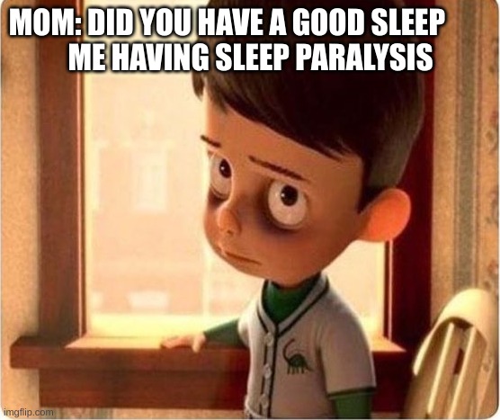 Having Sleep Paralysis | MOM: DID YOU HAVE A GOOD SLEEP        
ME HAVING SLEEP PARALYSIS | image tagged in sleep | made w/ Imgflip meme maker